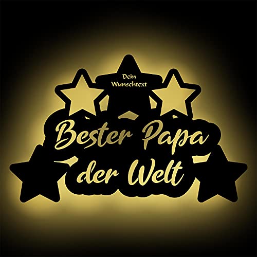 Wir lieben dich allerbester Papa Led Holz Deko Wand-Lampe beleuchtet Vatertagsgeschenk Vatertag Geschenk personalisiert mit Namen I Batteriebetrieb von Namofactur