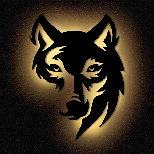 Namofactur Wolf Wandlampe Lampe Wand Deko Dekoration Wanddeko Geschenk für Wolfliebhaber I DIY Selbstbauset I Batteriebetrieb (L 37x50 cm) von Namofactur