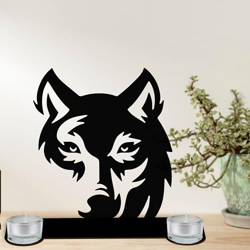 Wolf Wolfskopf Teelichthalter Kerzenhalter aus MDF Holz – Tischdeko In 9 Farben von Namofactur