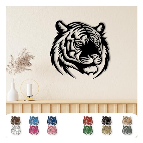 XXL Tigerkopf Holz Tiger Wanddeko – Dekorative Wandtattoo aus MDF Holz für Wohnzimmer, Schlafzimmer & Kinderzimmer, 12 Farboptionen, Geschenk von Namofactur