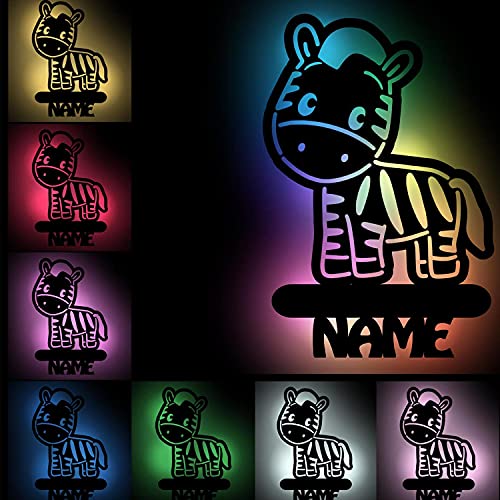 Zebra Wand Nachtlicht USB Farbwechsel Lampe mit Namen personalisiert von Namofactur