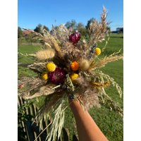 Natürlicher Trockenblumenstrauß Craspedia Gelb Getrocknet Trommelstöckchen Lavendel Bridal Boquet Standesamt Tischdekoration von NamoriDesigns