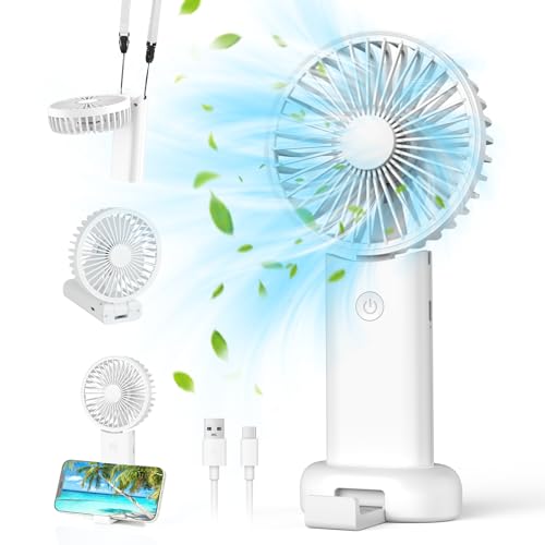 Handventilator, Tragbarer Mini Ventilator, 5-in-1 Hand Ventilator Mit 3 Speeds, Handventilator Akku Aufladbar, Faltbarer USB-Ventilator Klein für Outdoor Camping Büro Hause Reisen Geschenk(Weiß) von Namouk
