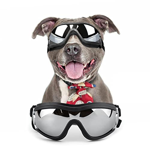 NAMSAN Hundebrille für mittelgroße bis große Hunde, UV-Sonnenbrille, Winddicht, staubdicht, schneefest, mit elastischen Bändern von Namsan