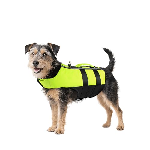 NAMSAN Hundeschwimmwesten Schwimmweste für Hund Tragbar Aufblasbar Rettungswesten für Kleine/Mitte/Groß Hunde, Grün-S von Namsan