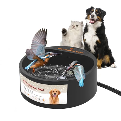 Namsan Beheizter Wassernapf für Hunde, Beheiztes Frostschutz Tränkebecken, Anti-Bite-Schlauchwickel Kabel (165cm), 2.2 L Beheizbarer Wassernapf für Hunde/Katze/Hasen/Hühner im Winter von Namsan