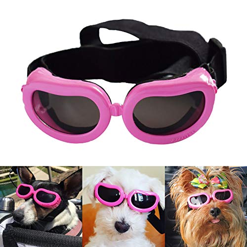 NAMSAN Sonnenbrillen für Hunde UV Schutzbrille Wasserdichter Einstellbar Hundebrille für Kleine Hunde/Katzen -Pink von Namsan