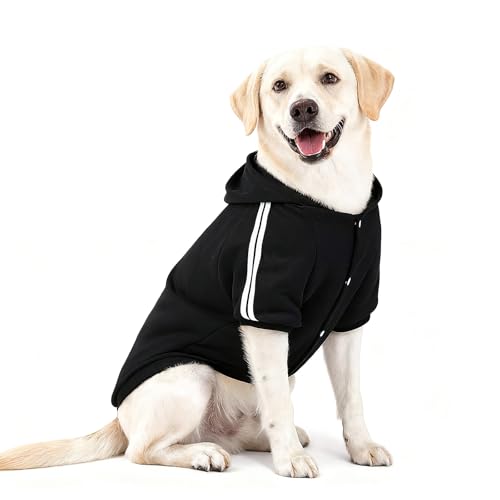 NAMSAN Hundepullover Warm Hundebekleidung Winterkleidung für Große Hunde Knopfdesign Hund Hoodie Hundepulli Schwarz—3XL von Namsan