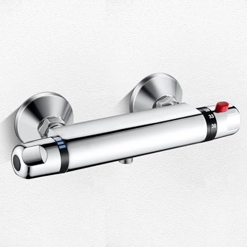 Namuoto Duscharmatur mit Thermostat, Duschthermostat Mischbatterie Dusche Brausethermostat mit Temperatur und Durchflusseinstellung mit 38 °C Sicherheitstaste, Chrom von Namuoto