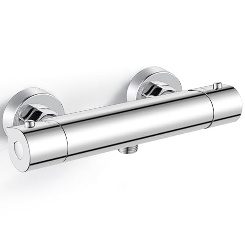 Namuoto Duscharmatur mit Thermostat Aufputz Brausethermostat, Thermostat Dusche Mischbatterie mit 38 °C Sicherheitstaste, Duscharmaturen Laiton Chrom von Namuoto