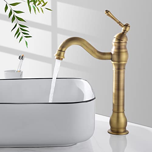 Namuoto Wasserhahn Bad Hoch Antik Messing Waschtischarmatur 360°Schwenkbar Einhebel Waschbecken Armatur Waschtischarmaturen Mischbatterie, Retro von Namuoto