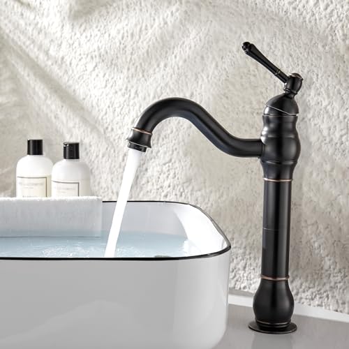 Namuoto Wasserhahn Bad Schwarz Retro Hoch Waschtischarmatur 360°Schwenkbar Einhebel Waschbecken Armatur Waschtischarmaturen Mischbatterie, Messing von Namuoto