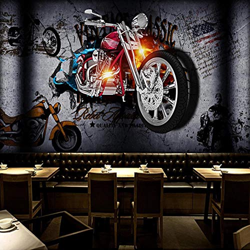 Fototapete Industriestil Motorrad 3D Fototapeten Wandbild XXL Vlies Wand Tapete Moderne Wanddeko Wandtapete für Wohnzimmer Schlafzimmer Kinderzimmer Dekoration,250x175cm von Namurl