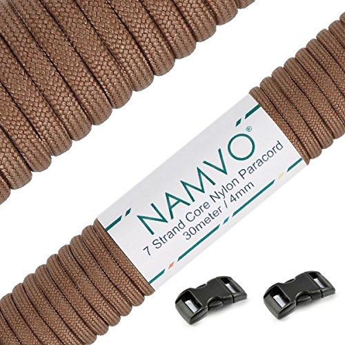 NAMVO 550 Paracord Mil Spec Typ III 7 Strang Fallschirm Schnur Gesamtlänge 100ft / 30 Meter - Khaki von Namvo