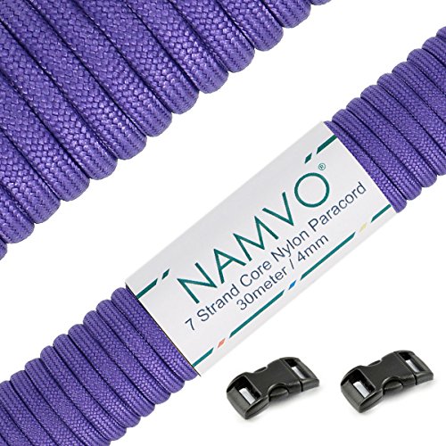 NAMVO 550 Paracord Mil Spec Typ III 7 Strang Fallschirm Schnur Gesamtlänge 100ft / 30 Meter - lila von Namvo