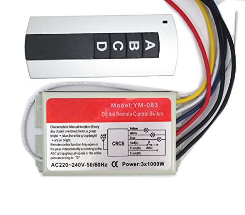 Namvo Funk-Wandschalter und Fernbedienung 220V DREI-Wege, Vier-Stufen-Wireless Switch Digitale Fernbedienung wechseln von Namvo