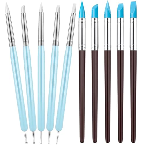 Namvo 10-teiliges Ton-Modellierwerkzeug-Set, Gummikopf, Formungstuch, Modellierpinsel für Töpferwaren, Modellierkuchen, Fondant-Dekoration, Modellierung, Punktmalwerkzeuge, Töpferwaren von Namvo