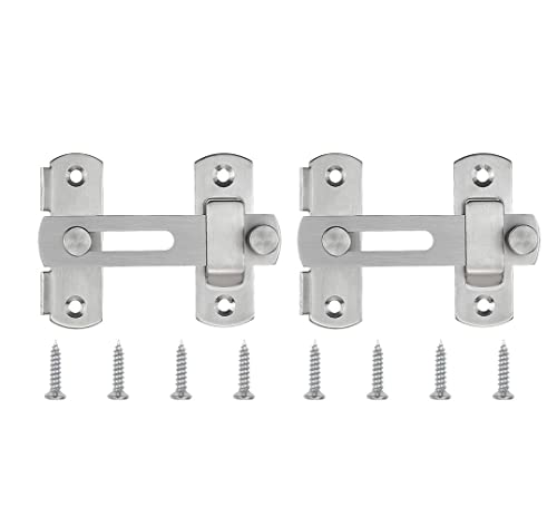 Namvo 2 Pack 90 Degree Stainless Steel Right Angle Buckle Gate Latch with Screws Flip Door Locks Bolts for Doors and Windows (3 inch 180°) von Namvo