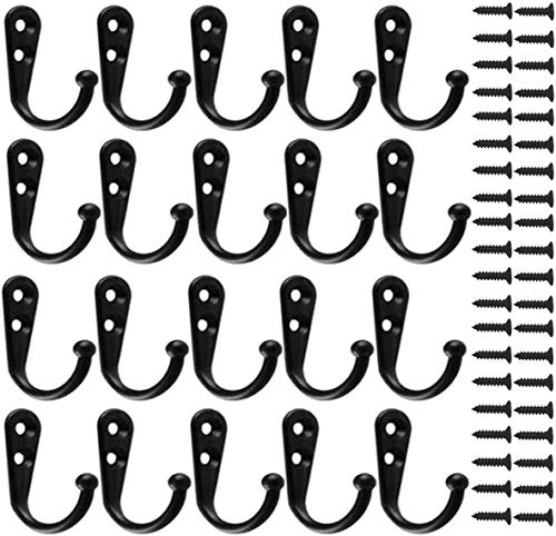 Namvo 20 Stück gro?e Mantel Haken Wand einzelne montiert Haken Aufh?nger mit 40 Stück Schrauben, perfekte Verwendung im Schlafzimmer Badezimmer Küche schwarz von Namvo
