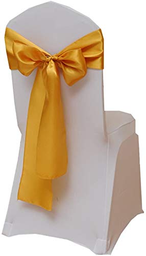 Namvo 25PCS Elastischer Satin Stuhl Bowknot Sch?rpen Rücken Dekoration für Hochzeit, Party, Zuhause (Goldgelb) von Namvo