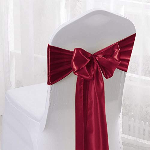 Namvo 25PCS Elastischer Satin Stuhl Bowknot Sch?rpen Rücken Dekoration für Hochzeit, Party, Zuhause (Weinrot) von Namvo