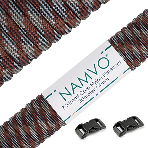 Namvo 550 Paracord Mil Spec Typ III 7 Strang Fallschirm Schnur Gesamtlänge 100ft / 30 Meter -Braune Tarnung von Namvo