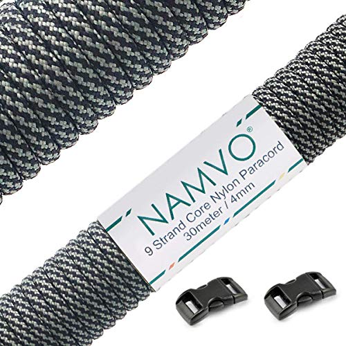 Namvo 550 Paracord Mil Spec Type III 9 Inner Strands Nylon Parachute Cord Strong Breaking Strength 100 Feet 4mm Diameter Deep Grey Namvo 550 Paracord Mil Spec Type III 9 Inner Strands Nylon Parachute Cord Strong Breaking Strength 100 Feet 4mm Diameter Deep Grey von Namvo