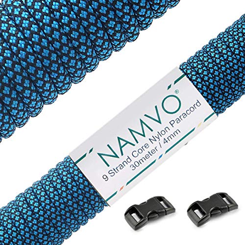 Namvo 550 Paracord Mil Spec Type III 9 Inner Strands Nylon Parachute Cord Strong Breaking Strength 100 Feet Blue von Namvo