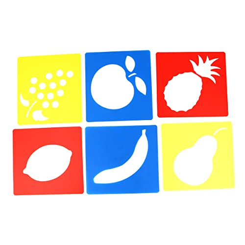 Namvo 6 Stück Formen Schablonen Vorlagenset für Kinder Kinder Zeichnen Basteln, Waschbare Malvorlage mit Obst zum Malen lernen von Namvo