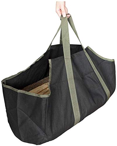 Namvo Firewood Carrier Logs Hochleistungs-Robustes Canvas Log Tote Bag mit Griffen für Camping (Schwarz + Grün) von Namvo