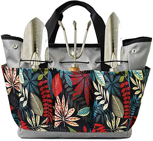 Namvo Garten-Werkzeugtasche mit Taschen, luxuriöser Heim-Organizer, verschleißfeste, Wiederverwendbare Garten-Werkzeugtasche für Damen (grau + Mehrfarbig) von Namvo