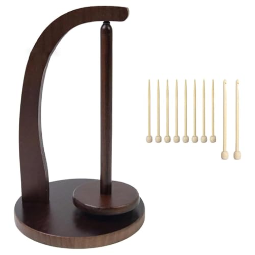 Namvo Garnspinner aus Holz zum Häkeln, Stricken, Garnspender mit Nadel und Häkelnadel, drehbarer magnetischer Garnständer-Organizer mit gerader Achse von Namvo