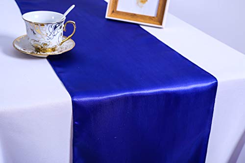 Namvo Packung mit 10 Satin Tischl?ufern 12 x 108 Zoll für Hochzeit, Empfang und Jede Party (blau) von Namvo