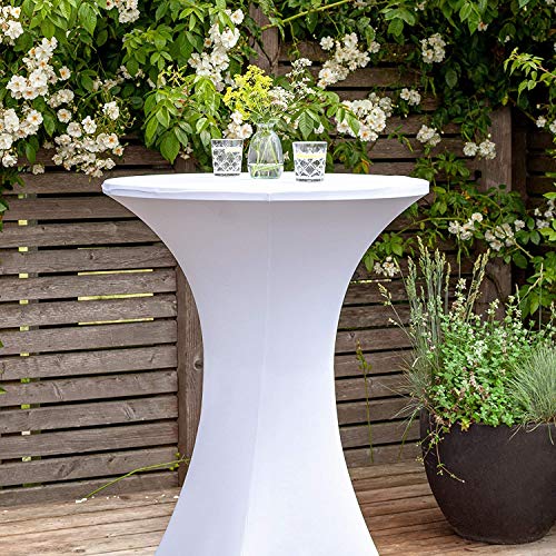Namvo Stretch Cover für Bistrotische - Stretchy Table Cover mit Einer Gre von ca. 70 x 110 cm - Für Feiern und Veranstaltungen im Freien (wei) von Namvo