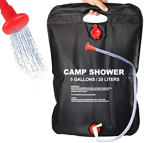 Namvo Tragbare Outdoor Solar Duschtasche Camp Shower Bag 5 Gallonen/20L mit abnehmbarem Schlauch und ON-OFF schaltbarem Duschkopf für Camping Strand Schwimmen Outdoor Reisen von Namvo