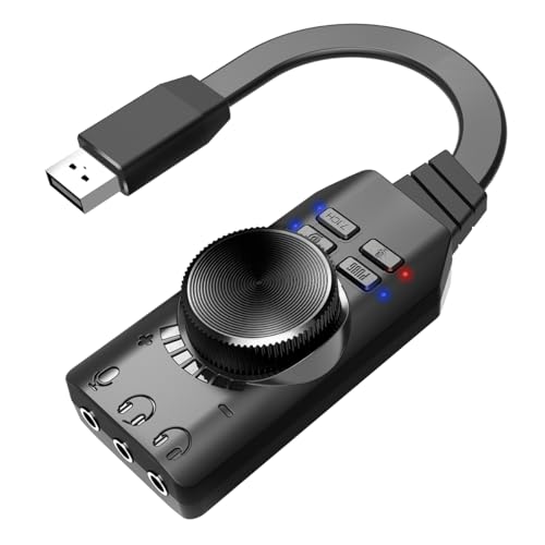 Namvo USB-Soundkarte, virtueller 7.1-Surround-Sound, externer USB-Soundkartenadapter mit PUBG-Soundeffekten für PC/Mac/Gaming-Headset von Namvo