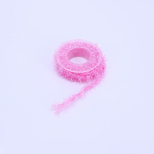 Namzi 1 Rolle rosa Seidenband mit Goldfaden-Fransen, funkelnd für Geschenkverpackungen, Urlaubsdekoration, DIY, Basteln, Stricken, Häkelbedarf, Seidensatinband von Namzi