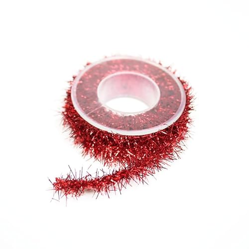 Namzi 1 Rolle rotes Seidenband mit goldfarbenen Fransen, funkelnd für Geschenkverpackungen, Urlaubsdekoration, DIY, Basteln, Stricken, Häkelbedarf, Seidensatinband von Namzi