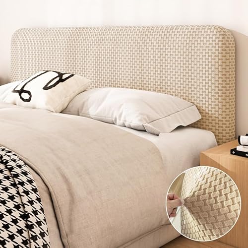 Namzi 1 Schlafzimmer Dekoration Abnehmbare Kopfbedeckung Bezug Gestrickte Plüsch Stoff Elastische Kopfbedeckung Schutzhülle 1,8 m lang (Hellgelb) von Namzi