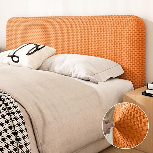 Namzi 1 Schlafzimmer Dekoration Kopfteil Abdeckung Elastisch Weich Bett Kopfteil Schiebe Bezug Waschbar Dicker Stoff Staubdicht Kopfteil Schutzhülle 1,8 m lang (Orange) von Namzi