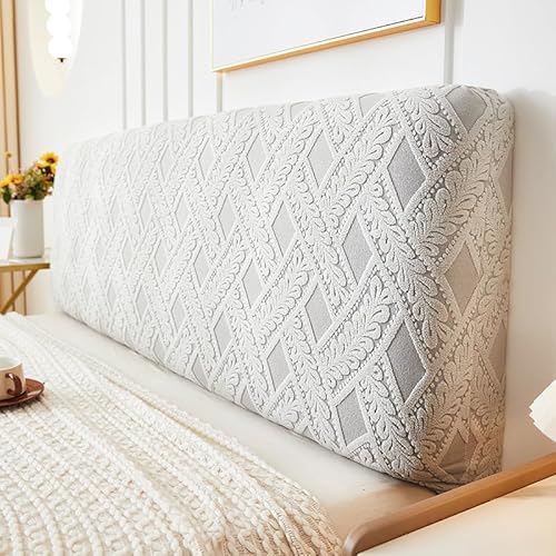 Namzi 1 Stück Komplettpaket Plüsch dreidimensionale Rattan-Schlafzimmer-Dekoration Kopfteil-Abdeckung weiches Paket Kopfteil Staubschutz Abdeckung Länge 200 cm (Hellgrau) von Namzi