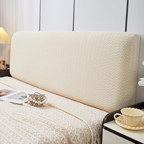 Namzi 1 Stück Plüsch-Kopfteilbezug, einfacher Strickstoff, Jacquard, All Inclusive, universelle elastische Kopfteil-Staubabdeckung, 2 m lang (weiß) von Namzi