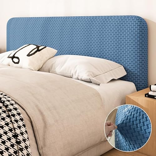 Namzi 1 Stück elastischer, abnehmbarer Kopfteilbezug aus Plüschstoff, Kopfteil-Schutzhülle, Schlafzimmer-Dekoration, 1,5 m lang (blau) von Namzi