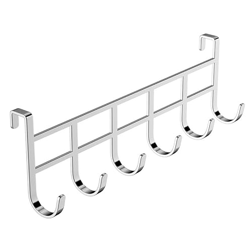 Namzi 1 Stück nicht perforierte Tür, Aufhängehaken zum Aufhängen von Kleidung, Küchenschranktür, spezielles Sechs-Glieder-Hängeregal für Küchenschränke (Silber) von Namzi