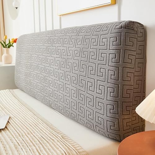 Namzi 1 Stück vollständig umwickelter Plüsch, elastisch, abnehmbar, waschbar, Schlafzimmer-Kopfteil-Schutzhülle, Heimdekoration, Bett-Rückenlehnen-Schutzhülle, 180 cm lang (dunkelgrau) von Namzi