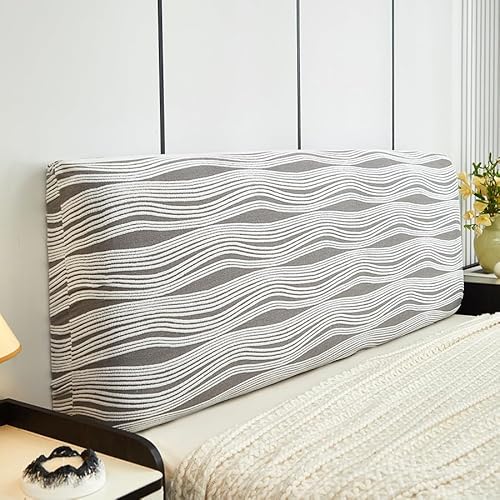 Namzi 1 einfarbiger, dicker dreidimensionaler Plüsch-Kopfteilbezug, vollständig umwickelt, für Kopfteil und Rückenlehne, Staubschutz, 150 cm lang (grau) von Namzi