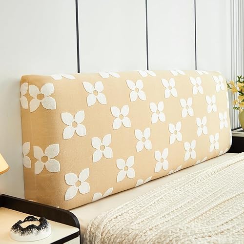 Namzi 1 x Plüsch-Kopfteilbezug, vollständig umwickelt, Staubschutz für Kopfteil und Rückenlehne, geprägte Blume, 220 cm lang (orange) von Namzi