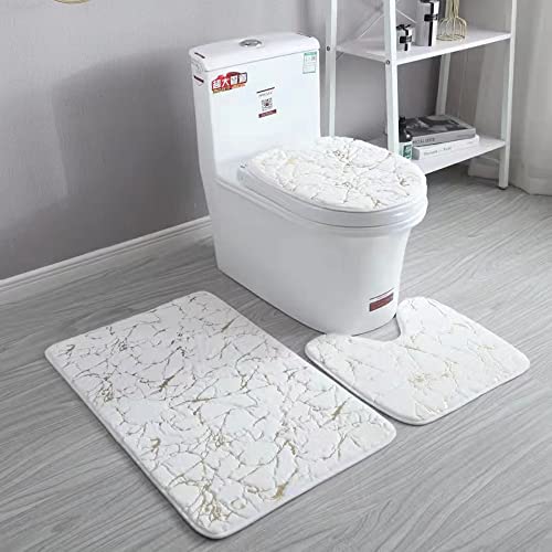 Namzi 1 x minimalistisches Toiletten-Set mit Kaninchenhaar, dreiteiliges Toiletten-Pads, reinigen und wiederverwenden, wasserabsorbierende Badezimmermatte für Dusche (weiß) von Namzi