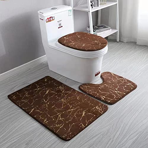 Namzi 1 x minimalistisches Toiletten-Set mit Kaninchenhaar, dreiteiliges Toiletten-Pads, sauber und wiederverwendbar, wasserabsorbierend, Badezimmerteppich für die Dusche (Kaffeefarbe) von Namzi