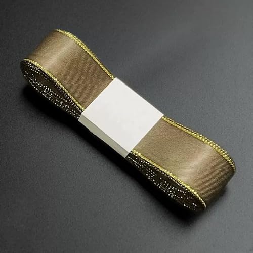 Namzi 2 Rollen Jadegraues Band mit goldenen Kanten, Geschenkband zum Basteln, dekorativer Satin-inspirierter Rand für Geschenkverpackungen, DIY-Projekte von Namzi